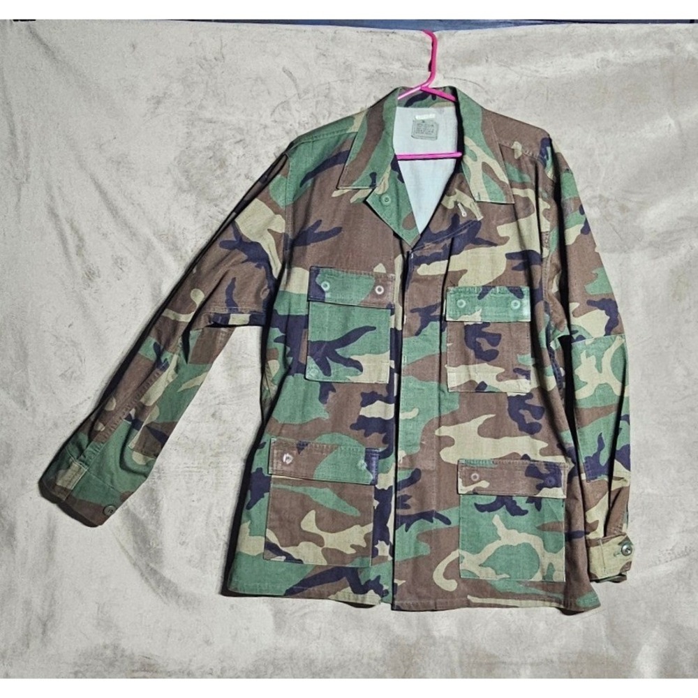 Vintage 1993 US Military Woodland Camo Combat Jacket Coat Large Regular 90s Army